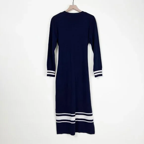 Sandro Cashmere Wool Stripe Midi Knit Sweater Bryone Dress Preppy Paris Academia - Picture 11 of 14